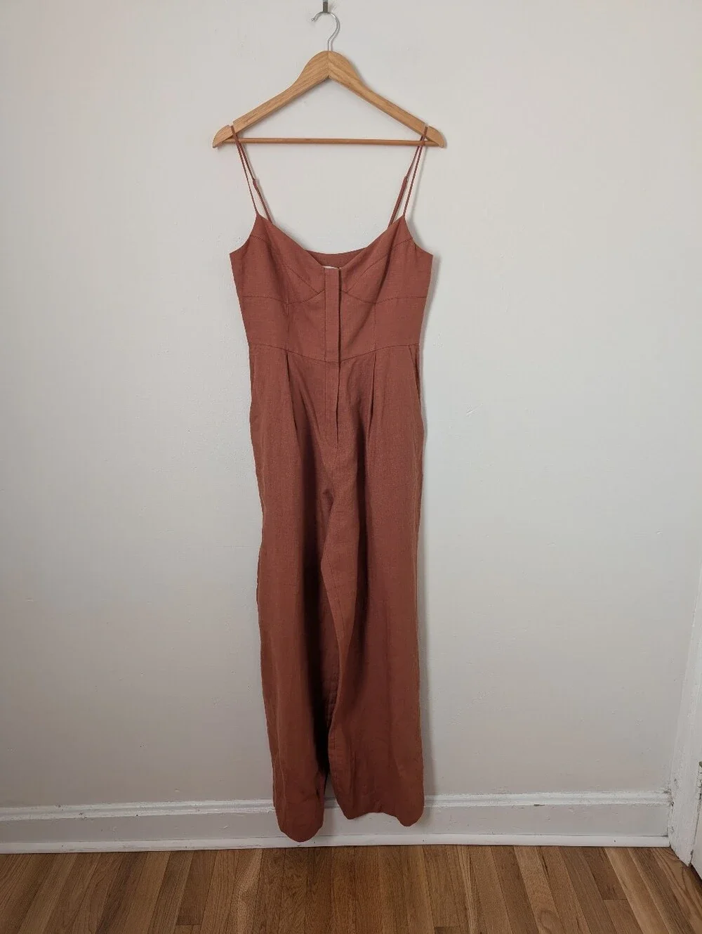NWT Three Graces London Desert Minnie Warm Tan Brown 100% Linen Relaxed Jumpsuit - Picture 2 of 6